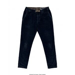 White Sand Pants Mens Black Sz46(Fits30x30)Alternating Wales‎ Self Belt Trousers